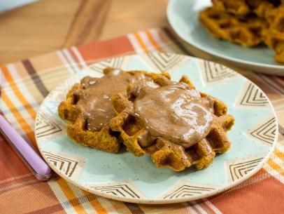 Pumpkin Protein Waffles, Hasselback Apples, Almond Milk Cheese, Pumpkin Protein Pancakes, The Kitchen Food Network, Pumpkin Protein, Protein Waffles, The Kitchen Recipes, Waffles Recipe