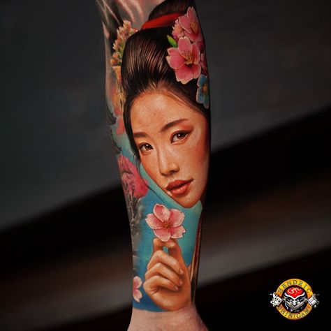 Grace, elegance, and timeless beauty captured in ink. 🌸 This stunning geisha tattoo, brought to life by our artist at Hendric Shinigami Tattoo Bali, blends traditional artistry with modern realism. Every detail, from the delicate cherry blossoms to the serene expression, reflects the mastery behind the needle. Proud to wear this masterpiece from one of Bali’s finest. 🌺 💥CHECK OUR LINK ON BIO FOR APPOINTMENT💥 ▪️ALL TATTOO STYLE ▪️WORLD CLASS WINNING TATTOO ARTISTS ▪️INTERNATIONAL HYGIENE... Shinigami Tattoo, Geisha Cherry Blossom Tattoo, Geisha Face Tattoo, Realism Geisha Tattoo, Neo Traditional Geisha Tattoo, Geisha Girl Tattoo, Winning Tattoo, Geisha Tattoo, All Tattoos