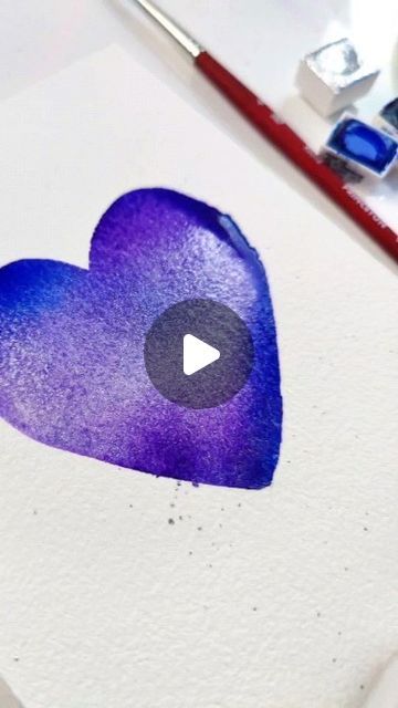 Heart Painting Easy, Heart Watercolor Painting, Watercolor Pencil Art, Watercolor Beginner, Learn Watercolor, Pencil Painting, Gold Watercolor, Heart Drawing, Heart Painting