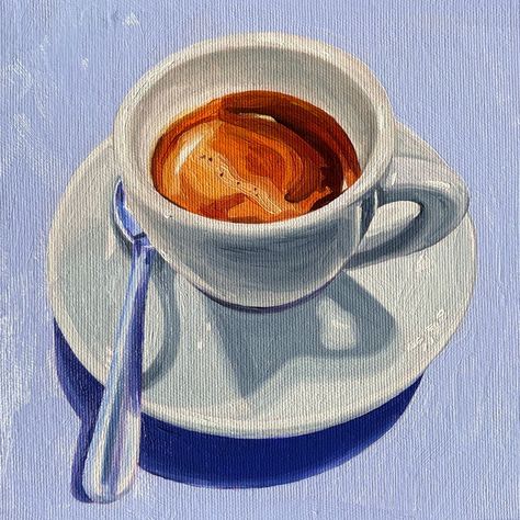 Coffee / Espresso/ Italian Coffee / Cup Painting Original oil painting. No.936 - Espresso  It's painted on February 2024. Oil on 20x20x3,8 cm - 8x8x1,5 inches stretched canvas.  It's an original painting, not a print nor a reproduction. Worldwide free EXPRESS shipping (2-3 business days). Thank you! Still Life Coffee, Coffee Painting Canvas, Cup Painting, Life Reference, Coffee Cup Art, Painting Kitchen, Coffee Painting, Cup Art, Art Coffee