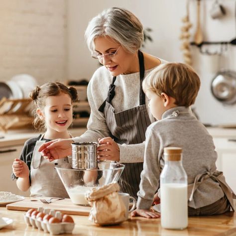 Baking With Family, Family Cooking Together Photography, Grandparents With Grandkids, Friendly Photography, Dessert Holder, Retired Teacher, Cooking Photos, Family Baking, Cooking Photography