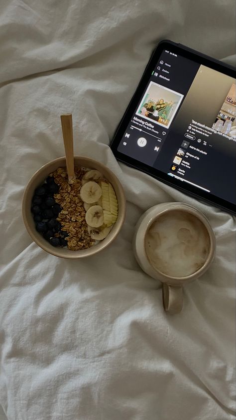 Breakfast, coffee, cappuccino, music, Spotify, playlist ideas, fruit, healthy, morning Early Morning Breakfast Aesthetic, Breakfast Ideas School Mornings, Morning Playlist Cover, Morning Breakfast Aesthetic, Healthy Breakfast Aesthetic, Good Morning Aesthetic, Morning Coffee Aesthetic, Morning Playlist, Spotify Playlist Ideas