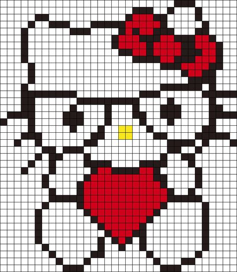 Kandi Patterns for Kandi Cuffs - Characters Pony Bead Patterns Hello Kitty Cross Stitch Pattern Free, Peeler Beads Patterns Hello Kitty, Hello Kitty Pixel Pattern, Hello Kitty Fuse Bead Pattern, Hello Kitty Perler Beads Pattern, Hello Kitty Alpha Pattern, Stitch Perler Bead Pattern, Sanrio Beads, Hello Kitty Cross Stitch