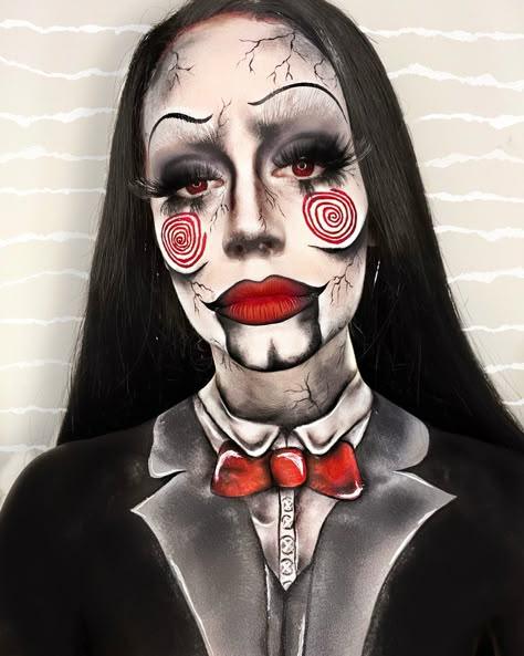 2023 Halloween Makeup, Jig Saw Makeup, Scream Make Up Halloween, Jigsaw Makeup Halloween, Saw Halloween Makeup, Halloween Makeup 2023, Makeup Halloween Ideas Creative, Jigsaw Halloween Makeup, Saw Makeup