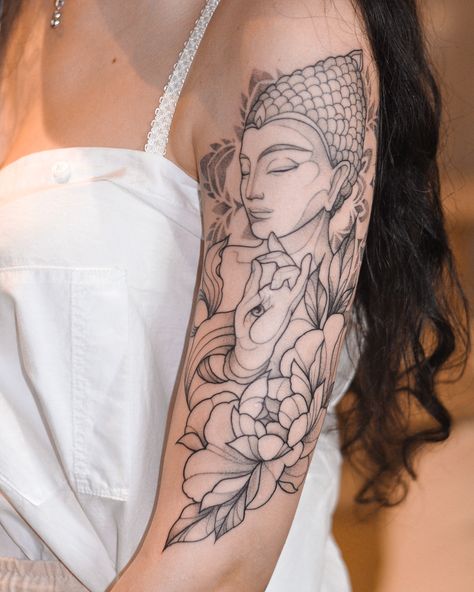 Buddha Portrait, Buddha Tattoo Sleeve, Buda Tattoo, Tatuaje Cover Up, Buddhist Tattoo, Evil Eye Tattoo, Buddha Tattoo Design, Saved Tattoo, Buddha Tattoos