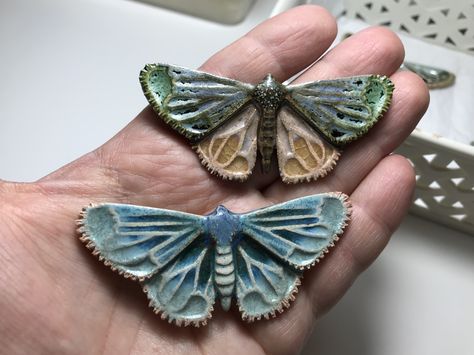 Ceramic Insects, Small Ceramic Ideas, Butterfly Ceramics, Clay Insects, Ceramic Bug, Moth Ceramic, Clay Moth, Clay Butterfly, Pottery Crafts