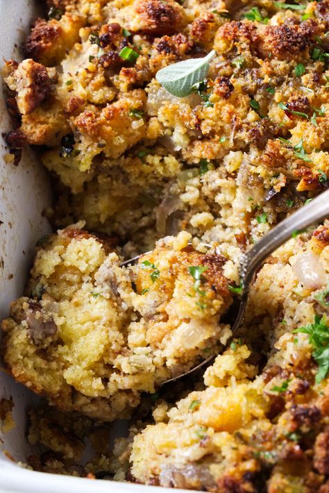 Sausage And Cornbread Stuffing, Cornbread Stuffing Recipes Thanksgiving, Stuffing Recipes With Sausage, Breadcrumb Stuffing, Southern Stuffing, Cornbread Sausage Dressing, Savory Pudding, Cornbread Stuffing With Sausage, Cornbread Sausage Stuffing