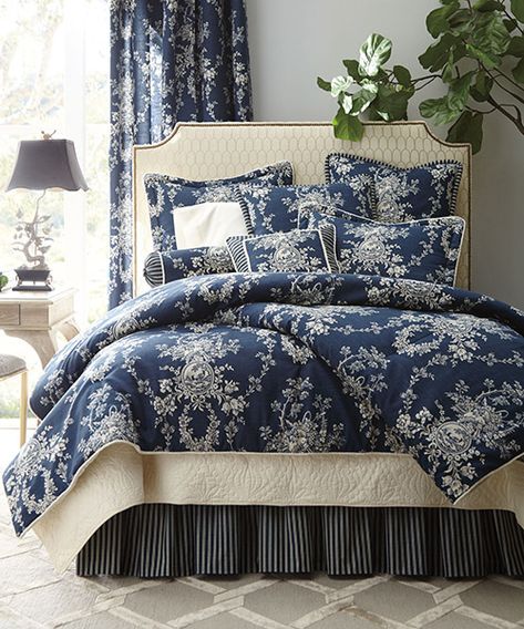 Toile Bedding for 2021 | Comforters & Quilts and Duvet Covers Toile Comforter, Build Porch, Blue Quilt Bedding, Blue And White Bedding, Country Bedrooms, Toile Bedding, French Country Bedding, Beautiful Bedroom Colors, Blue Items