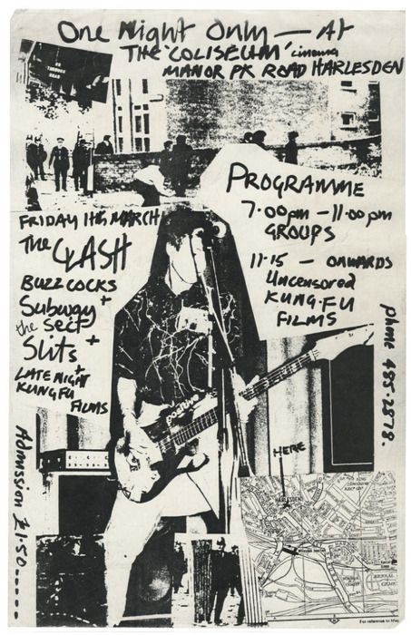 The Clash, The Buzzcocks, Subway Sect and The Slits at The Coliseum, March 11, 1977. The Buzzcocks, Punk Zine, The Slits, Punk Poster, Arte Punk, Punk Design, Punk Art, Rock N’roll, Rock Posters