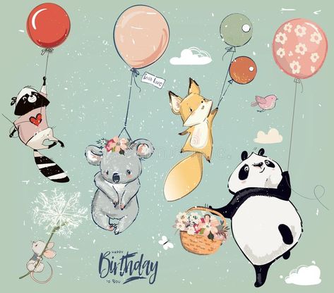 Balloon Illustration, Cute Animal Illustration, Fox Illustration, Fox Terriers, Cute Birthday, Balloon Animals, Miyagi, Animal Birthday, Bear Cartoon