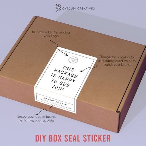 Sticker Box Template, Notepad Printable, Box Seal Sticker, Minimalist Theme, Sticker Box, Sticker Printable, Printable Box, Packaging Ideas Business, Small Business Packaging Ideas