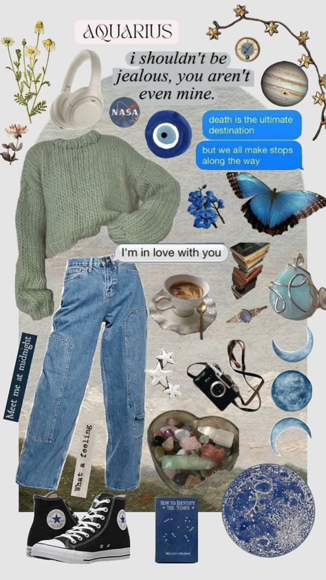 #aesthetic #aquarius #aquariusaesthetic #outfitinspo #blueboard #blue #pretty #witch #cosmic #spaceaesthetic Aquarius Fashion Style, Aesthetic Aquarius, Pretty Witch, Shuffles Aesthetic, Aquarius Aesthetic, Aquarius Tattoo, Aquarius Rising, Alternative Aesthetic, Venus Fashion