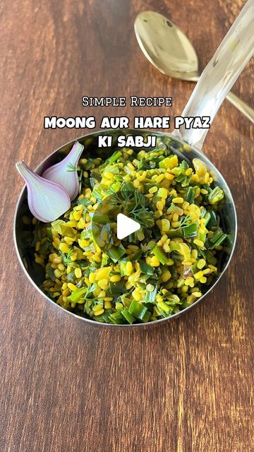 Spring Onion Recipes Indian, Moong Dal, Green Spring, More Recipes, Crushed Garlic, Simple Recipes, Spring Onion, Indian Food, 2 Cups