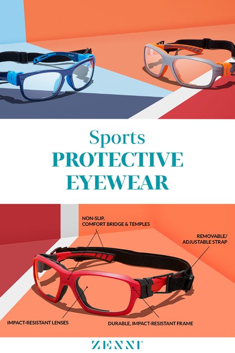 Affordable, functional, and stylish. Introducing our new line of protective eyewear for adults and children! More than 40,000 sport-related eye injuries are seen in emergency rooms each year and half of those people are 18 years or younger. The best way to prevent these injuries from happening to people of all ages is with protective eyewear that’s been tested by the American Society for Testing and Materials (ASTM). Read on to learn more! #ProtectiveEyewearforSports #SportsGogglesforKids Protective Goggles, Goggles For Men, Sports Frames, Protective Eyewear, Sports Eyewear, Zenni Optical, Recreational Activities, Emergency Room, New Line