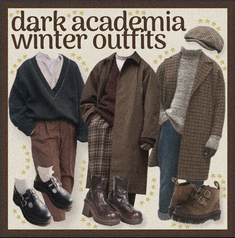 Winter Outfits Retro, Winter Outfits Dark Academia, Winter Outfits Grunge, Dark Academia Winter Outfit, Winter School Outfits, Dark Academia Winter, Dark Academia Outfits, Dark Academia Outfit, Dark Academia Clothes