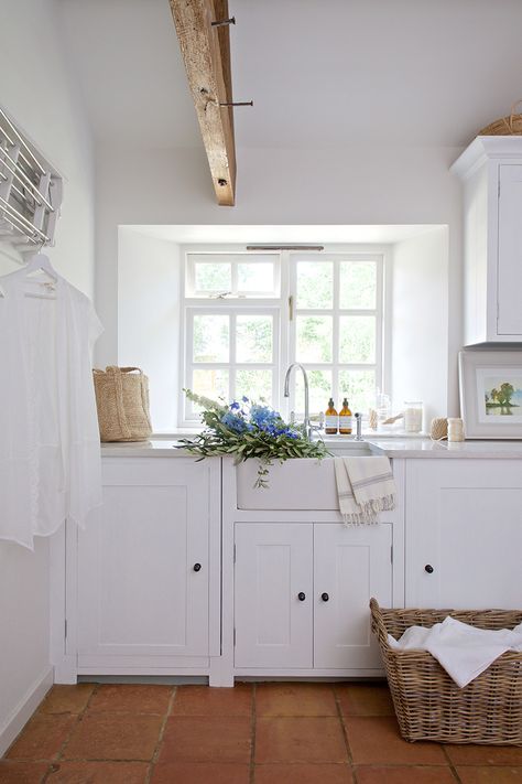 Cotswold Country Home | Marloe Interiors Terracotta Kitchen Floor, Utility Room Inspiration, Terracotta Kitchen, Classical Kitchen, Terracotta Floor Tiles, Styling Services, Terracotta Floor, Resilient Flooring, Kitchen Floor Tile