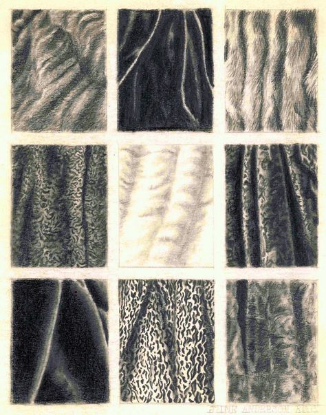 Fabric textures Drawing Wool Texture, Rough Texture Drawing, Fabric Texture Sketch, Fabric Texture Drawing Pencil, Wool Texture Drawing, Cloth Texture Drawing, How To Draw Fabric Texture, Fabric Texture Drawing, Fabric Sketch