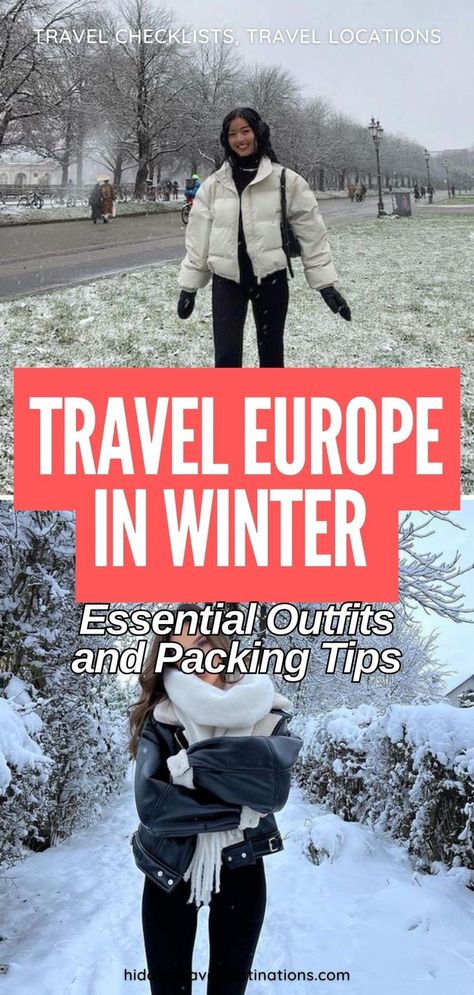 Travel Europe in winter with essential outfits and packing tips that will keep you stylish and cozy. From the perfect comfy travel outfit winter to chic layering ideas, this guide offers all the Europe travel aesthetic winter inspiration you need to stay fashionable and warm during your chilly adventures. Europe In Winter Outfits, Comfy Travel Outfit Winter, Travel Aesthetic Winter, Travel Outfit Winter, Europe Travel Aesthetic, Tivoli Park, Europe In Winter, Essential Outfits, Layering Ideas