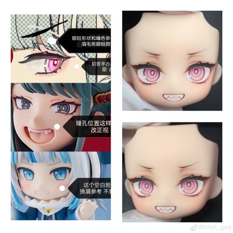 Nendoroid Face, Bjd Face, Art Doll Tutorial, Kawaii Doll, Doll Tutorial, Doll Repaint, Eye Design, Character Modeling, Eye Art