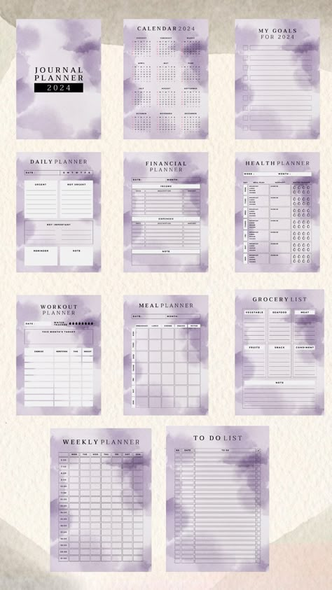 Purple theme Planner 2024 minimaldigitalplanner #schoolplanner #travelplannerprintablefree #freeplannerprintables Planner Ideas 2025, Purple Journal Aesthetic, Course Planner, Purple Planner, Regal Fashion, Economics Notes, Canva Hacks, Regal Style, Digital Ideas