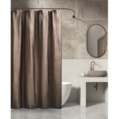 Experience the luxurious feel of embossed velvet with the Valletta shower curtain. A modern and sleek addition to your bathroom, its clean lines and minimalist design make it the ideal choice for those who appreciate modern aesthetics. Choose from a wide range of solid color options to match your personal style and décor. Whether you prefer calming neutrals or vibrant hues, the Valletta shower curtain has the perfect shade to complement your space. Add the coordinate bedding and window panels to Black And Brown Bathroom Decor, Brown Shower Curtain Bathroom, Hotel Shower Curtain, Moody Bathroom, Luxury Shower Curtain, Brown Shower Curtain, Extra Long Shower Curtain, Embossed Velvet, Modern Shower Curtains