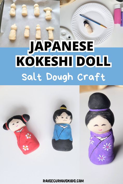 Japanese Kokeshi Doll Salt Dough Craft - Raise Curious Kids Japan Crafts For Kids, Japan Activities For Kids, Japan Activities, Japan For Kids, Library Makerspace, Summer Planning, Summer Lesson, Asian Crafts, Japanese Kids