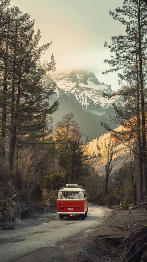 Heading towards the unknown #vanlife #RoadTrip #OnTheRoad #IntoTheUnknown #AdventureAwaits #JourneyBegins #ExploreNewHorizons Country Backgrounds, Vw Combi, Auto Retro, Nature Camping, Retro Campers, Marble Background, Life Photo, Car Travel, The Unknown