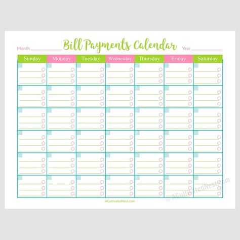 Awesome Free Printable Bill Payment Calendar | Free Printable Calendar Monthly Binder Notes, Hemming Pants, Financial Printables, Office Printables, Bill Tracking, Bill Calendar, Marketing Calendar Template, Bills Budget, Budget Calendar