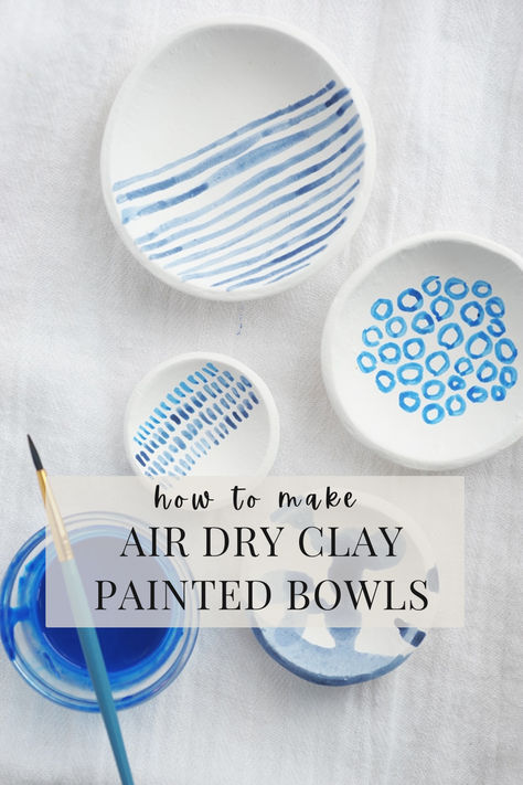 Looking for a handmade Mother's Day gift idea? These Air Dry Clay bowls are handpainted. You can personalize them as well! Air Dry Clay Bowl, Diy Plates, Make Air Dry Clay, Painted Bowls, Clay Bowls, Air Clay, Fun Projects For Kids, Diy Bowl, Color Me Mine