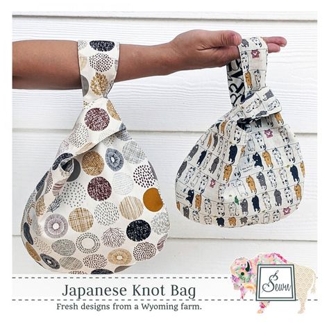 Japanese Knot Bag Pattern, Knot Bag Pattern, Knot Bags, Printed Paper Pattern, Japanese Knot, Eco Friendly Gift Wrapping, Japanese Knot Bag, Knot Bag, Diy Bags Purses