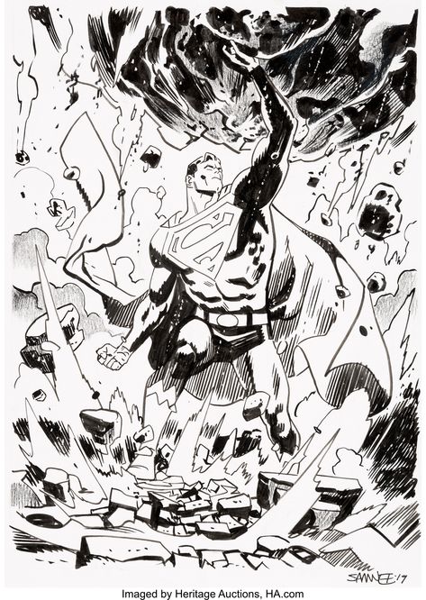 https://comics.ha.com/itm/original-comic-art/chris-samnee-superman-specialty-illustration-original-art-2019-/a/121992-36049.s?ic4=GalleryView-Thumbnail-071515 Samnee Art, Art Dc Comics, Chris Samnee, Superman Comic Books, Superman Family, Adventures Of Superman, Superman Comic, Bristol Board, Comic Book Pages