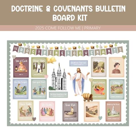 Doctrine and Covenants Bulletin Board, 2025 Come Follow Me, Primary/Nursery, Church of Jesus Christ of Latter Day Saints, Primary Decor by sunnieandsage on Etsy Primary Bulletin Board, Primary Secretary, Lds Baptism, Church Bulletin Boards, Primary Ideas, Primary Lessons, Doctrine And Covenants, Church Bulletin, Lds Primary