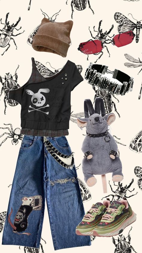 #punk #outfit #feral Punk Vest Outfit, Masc Goth Outfits, Weirdcore Outfits, Punk Cottagecore, Shifting Outfits, Punk Outfit, Vest Outfits, Goth Outfits, Character Outfits