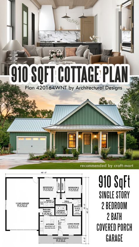 cottage plan 900 Sq Ft House, New Phase Of Life, Mother In Law Cottage, Age In Place, Empty Nesters, Cabin Kits, Cottage Plan, Kitchen Ceiling, Aging In Place