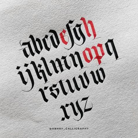 Abhay Pratap Singh Rathoud on Instagram: “Can you figure out what's hidden in the alphabets? 😊 Blackletter Variation lowercase alphabets😊 . Pen - Pilot Parallel Pen 3.8mm…” Calligraphy Guide, Latin Calligraphy, Alfabeto Lettering, Pilot Parallel Pen, Gothic Alphabet, Calligraphy N, Tattoo Fonts Alphabet, Cute Writing, Minimal Font