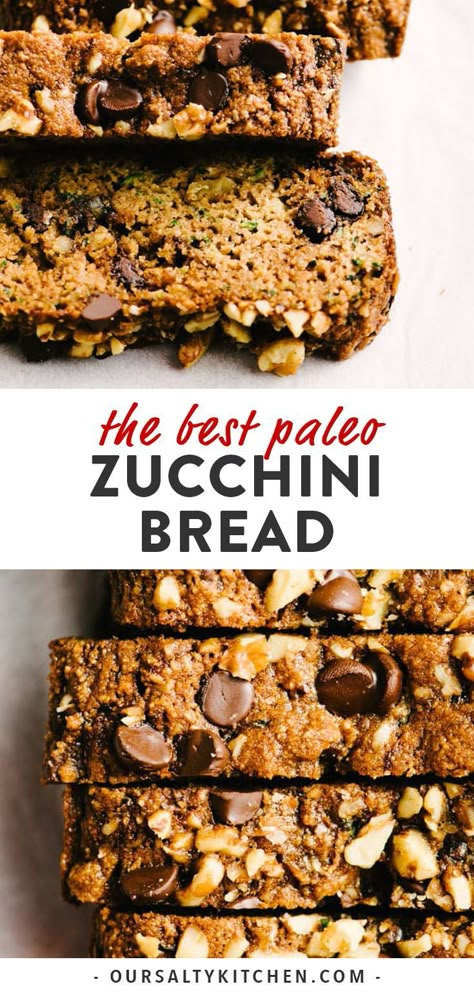 Paleo Zucchini Bread, Paleo Baking Recipes, Paleo Zucchini, Chocolate Chip Zucchini Bread, Paleo Dessert Recipes, Zucchini Banana Bread, Paleo Muffins, Chocolate Zucchini Bread, Paleo Recipes Dessert