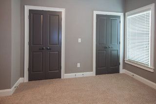 Gauntlet Grey, Dark Grey Front Door, Grey Front Door, Gauntlet Gray, Dark Doors, Grey Doors, Hal Decor, Interior Paint Colors, Master Bedrooms