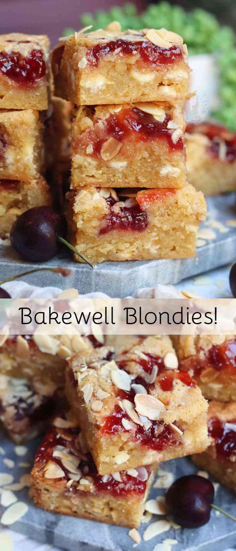 Bakewell Blondies, Mini Patisserie, Boutique Patisserie, Patisserie Vegan, Janes Patisserie, Tray Bake Recipes, Bakewell Tart, Cake Baking Recipes, Sweet Treats Recipes