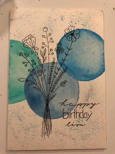 Happy Birthday Aquarell, Watercolor Happy Birthday Card, Creative Birthday Cards, Painting Birthday, Birthday Card Drawing, Card Drawing, Happy Paintings, Art Birthday, Birthday Cards Diy