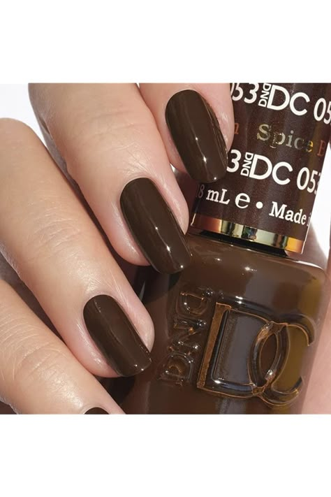 DND DC Gel Polish Set - 1 each of Brown Gel Polish and Brown Nail Polish, 053 Spiced Brown, 0.5 Fl Oz Brown Gel Polish, Dnd Gel Nail Polish, Dnd Nail Polish, Essie Nail Polish Colors, Brown Nail Polish, Brown Nail, Dnd Gel Polish, Fall Gel Nails, Seasonal Nails