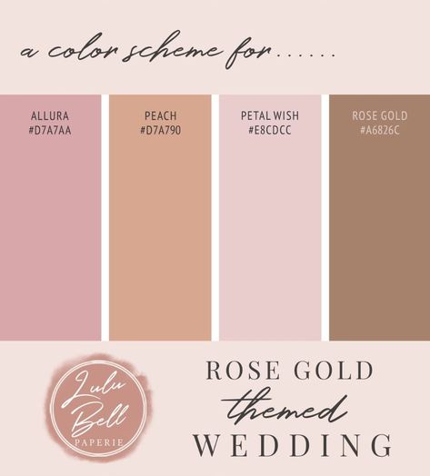 The allura wedding suite color swatch palette card - with shades of blush and dusty pink, rose gold, and peach. See the wedding collection… Gold Color Code, Pink Ombre Wedding, Peach Color Schemes, Spring Wedding Outfit, Stationery Gifts, Rose Gold Wedding Invitations, Gold Wedding Colors, Gold Color Palettes, Ombre Wedding