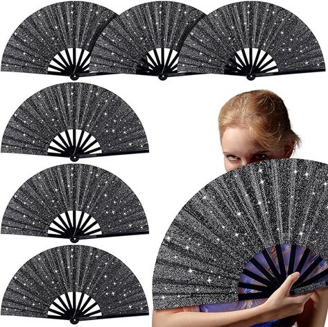 Amazon.com: Thyle 6 Pcs Glitter Large Rave Hand Fan Folding Handheld Summer Fan Vintage Retro Chinese Kung Fu Folding Fan for Women Men EDM Club Party Performance Decoration : Home & Kitchen Chinese Folding Fan, Rave Glitter, Chinese Kung Fu, Folding Fans, Fan Hand, Retro Chinese, Club Dance, Folding Hand Fan, Edm Festival