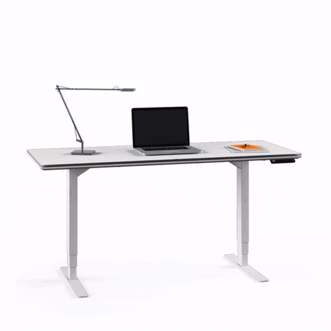 Centro 6451-2 Height Adjustable Standing Desk - 60"x24" | BDI Furniture Bdi Furniture, Lift Desk, Belfort Furniture, Work Space Organization, Adjustable Height Standing Desk, Sit To Stand, Sit Stand Desk, Standing Desks, Wire Management