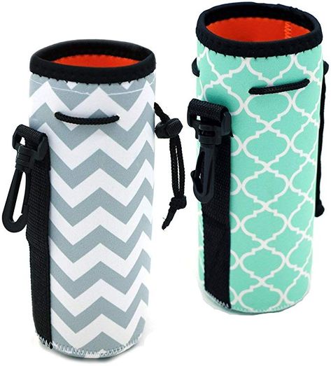 Amazon.com : Protable Neoprene Insulated Water Drink Bottle Cooler Carrier Cover Sleeve Tote Bag Pouch Holder Strap(2 colors) (White+Hot Green) : Sports & Outdoors Water Bottle Sleeve, Crochet Water Bottle Holder, Water Bottle Carrier, Hot Green, Water Bottle Bag, Green Sports, Mine Mine, Water Drink, Water Bottle Covers