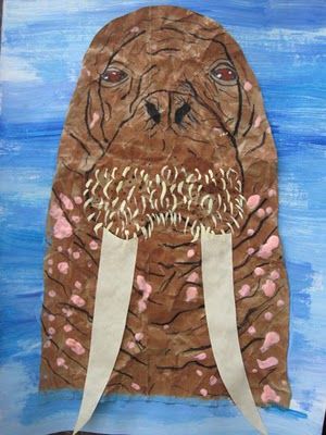 Paper Bag Walrus Collage (Antarctica) Walrus Art, Lavender Ideas, Animal Art Projects, 4th Grade Art, Winter Kindergarten, Polar Animals, Sea Life Art, Children's Art, Arctic Animals