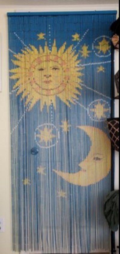 Sooo beautiful, love having it. I have two kittens and they love playing with it, it's sturdy enough to where they can't break it. #sunmoon, #sun, #moon, #sunmoonbeadedcurtain, #solarcurtain Curtain Room Dividers, Curtains For Doorways, Beaded Curtains Doorway, Curtain For Window, Eclectic Decor Bohemian, Beaded Door, Beaded Door Curtains, Bamboo Beaded Curtains, Door Beads