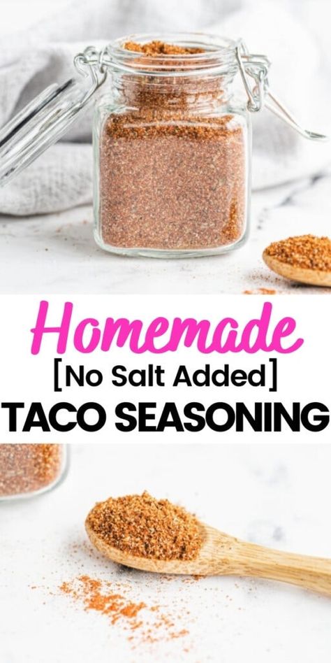 Salt Free Taco Seasoning, Taco Seasoning Recipes, Low Sodium Recipes Heart, Salt Free Recipes, Make Taco Seasoning, Heart Healthy Recipes Low Sodium, Low Salt Recipes, Salt Recipes, Salt Free Seasoning