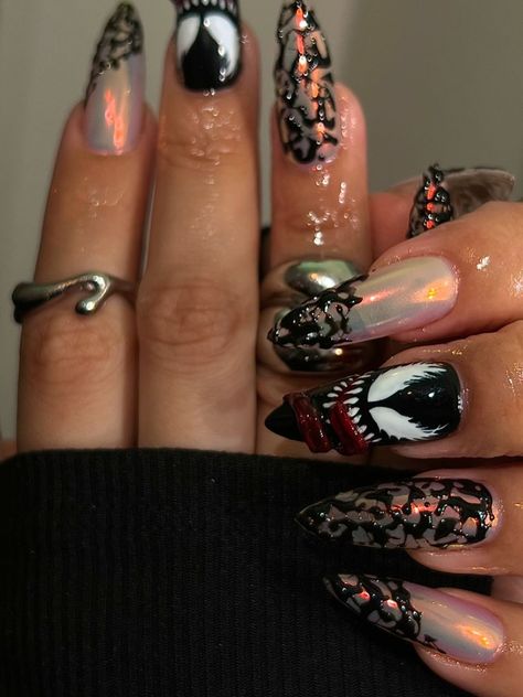 Venom
.
.
.
.
Pic Credit From Instagram: @sin.gelxnails Colorful Marble Nails, Venom Nails, Blooming Nails, Colorful Marble, Make Tutorial, Marble Nails, New Nail, Nails Acrylic, Nails Nailart