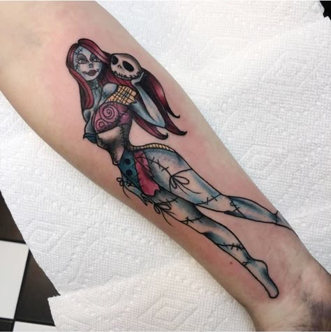 Sally Skellington Tattoo, Nightmare Before Christmas Sally Tattoo, Sally Pinup, Sally Nightmare Before Christmas Tattoo, Nightmarebeforechristmas Tattoo, Nightmare Before Christmas Tattoo Ideas, Nightmare Tattoo, Jack And Sally Tattoo, Sally Tattoo