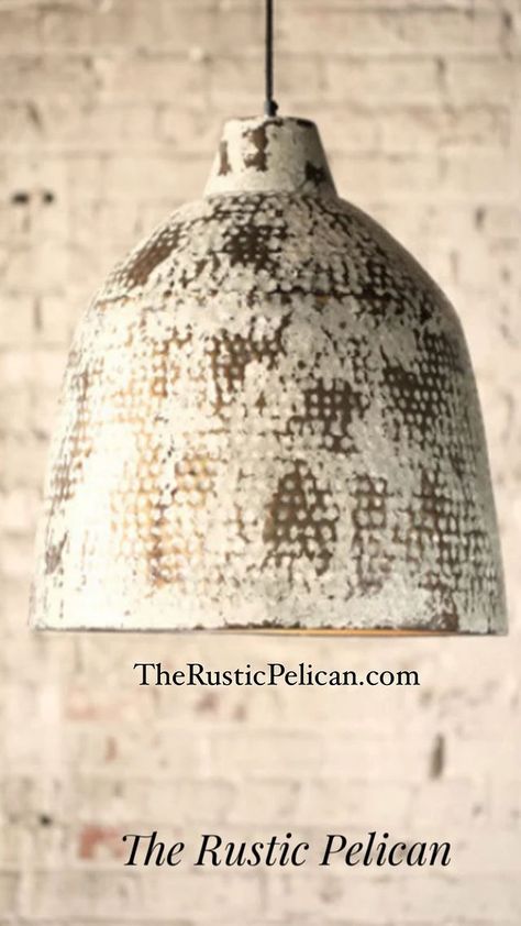 Stories • Instagram White Metal Pendant Light, Rustic Pendant Lighting, Industrial Ceiling Lights, Iron Accents, Rustic Room, Dome Pendant Lighting, Metal Lanterns, Metal Pendant Light, Hammered Metal